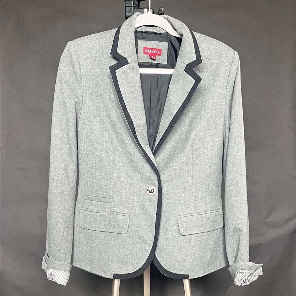 Merona Light Gray Blazer with Dark Trim